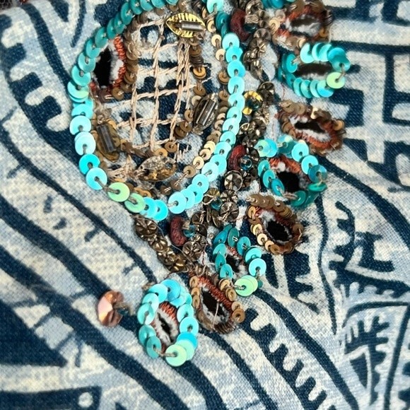 Chico’s Linen Blend Boho Embroidered Jacket with Sequins Size 0 - Picture 2 of 12